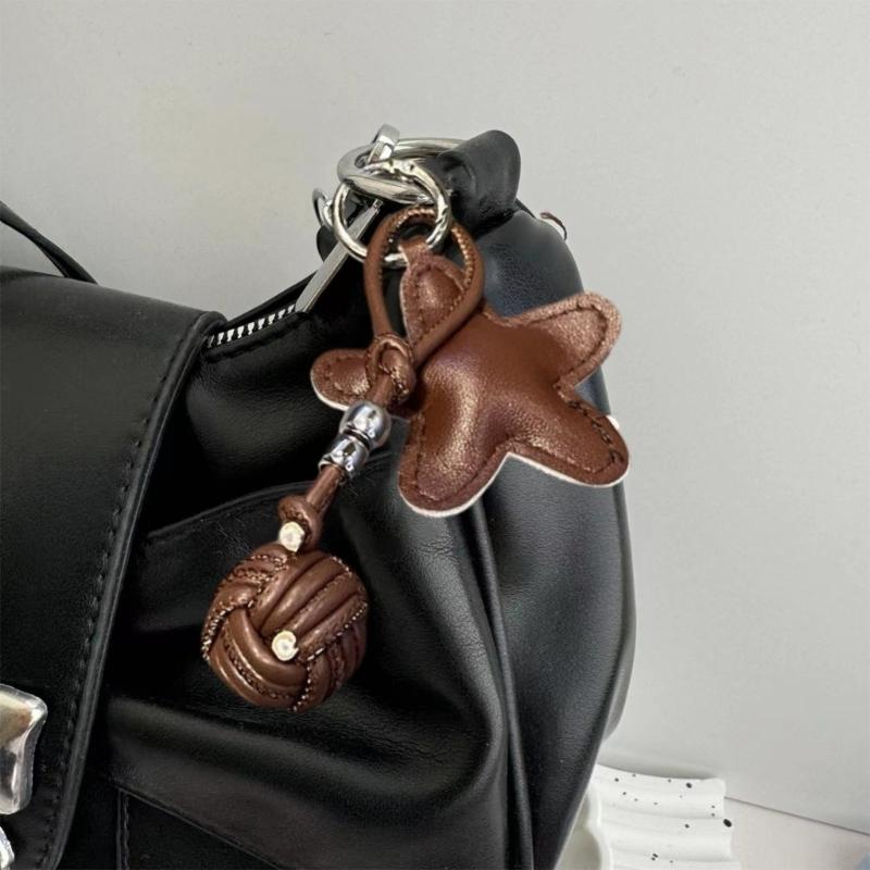 Handcraft Star Shape Keychain Accessory Hanging Pendant Stylish Faux Leather Designing Keyring for Bags and Keys