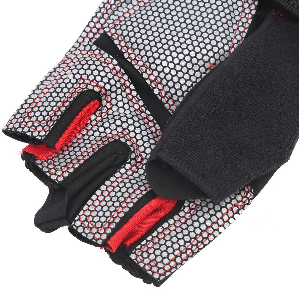 Half Finger Cycling Protective Gloves AntiSlip Brthable Gloves(Red )
