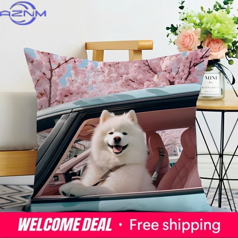Pet Dog Print Decorative Pillowcase Bedroom Living Room Square Cushion Pillowcase