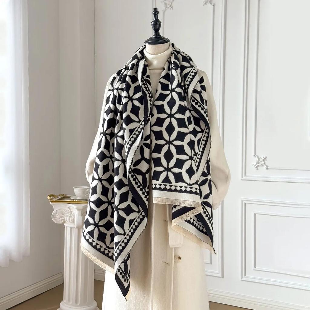 Warm Cashmere Poncho Shawl Scarf Luxury Print Thick Pashmina Winter Blanket Wraps Bufanda Casual Hijab Stoles Echarpe
