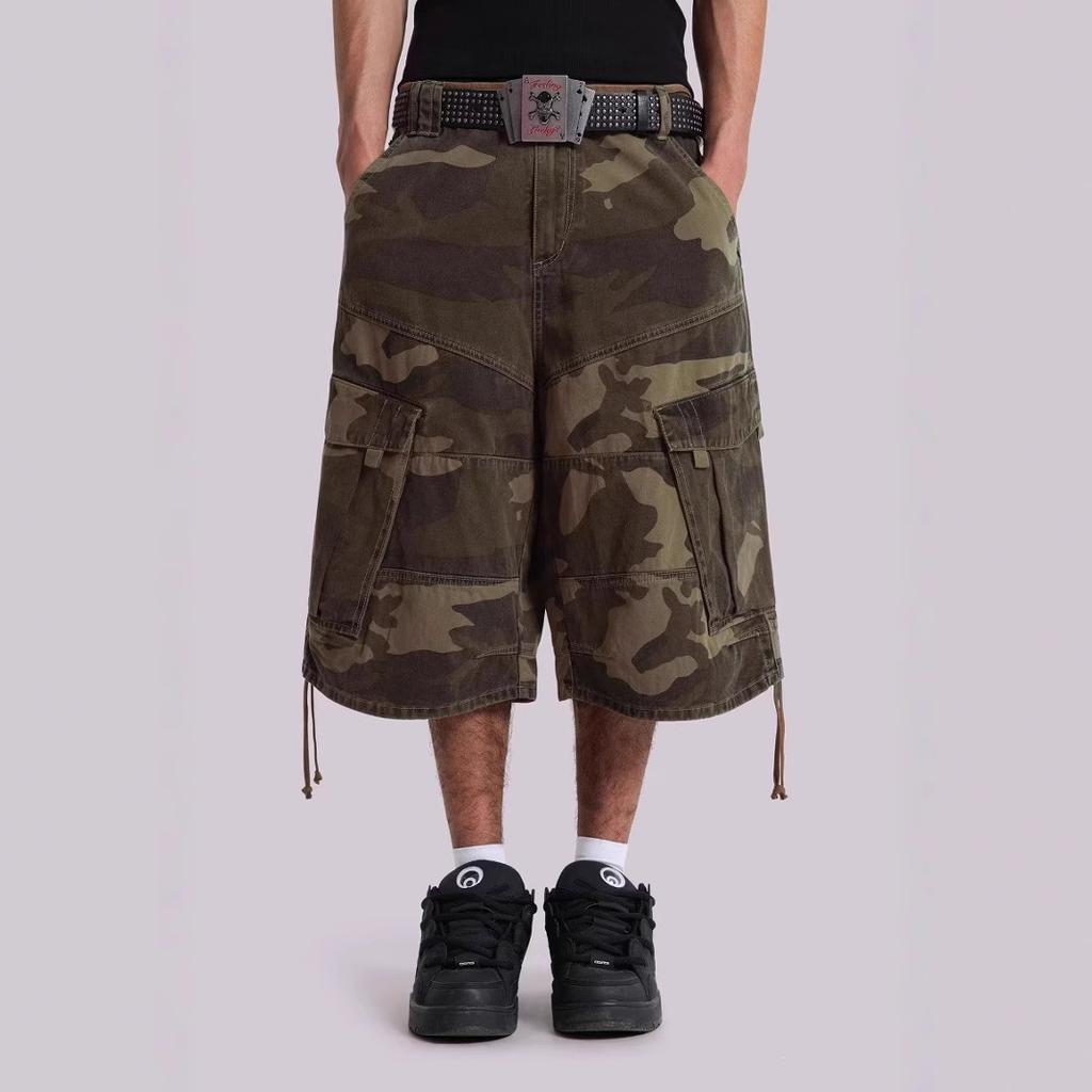 Unisex Camouflage Multi Pocket Cargo Pants Loose Casual Shorts Women Men Pants