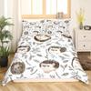 Hedgehog Duvet Cover Mushroom For Boys Teens Cute Cartoon Wild Animal Pinecone Tree Leaf Quilt Cover Autumn Leaves Room Decor