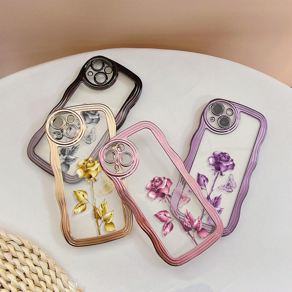 

Чехол для телефона с красивым розовым узором и волнистым краем для iPhone Samsung Galaxy Xiaomi Redmi Infinix OPPO POCO Realme VIVO, мягкий силиконовый чехол