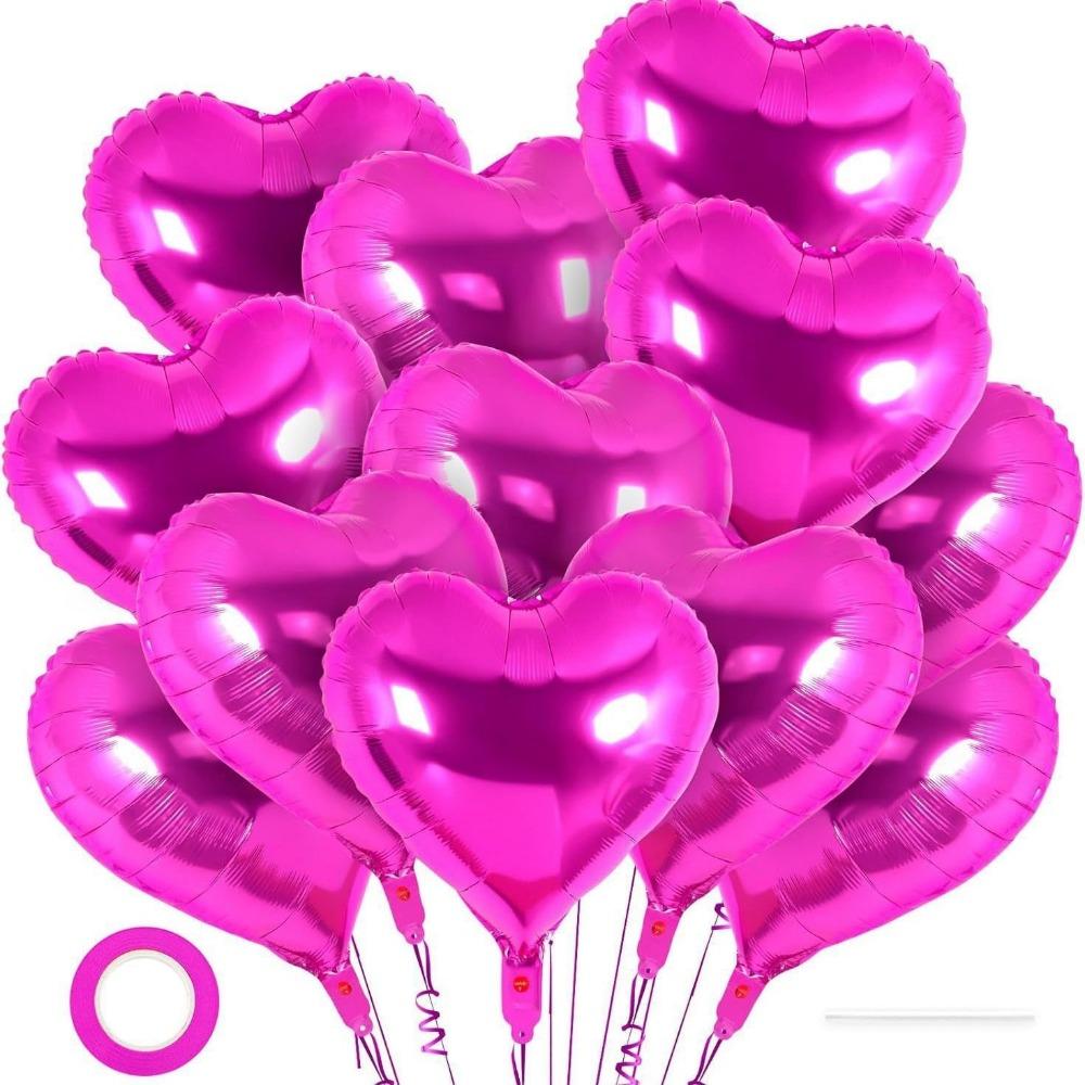 12Pcs Inflatable Heart Foil Balloons 18 Inch Valentine's Day Balloon  Birthday Party