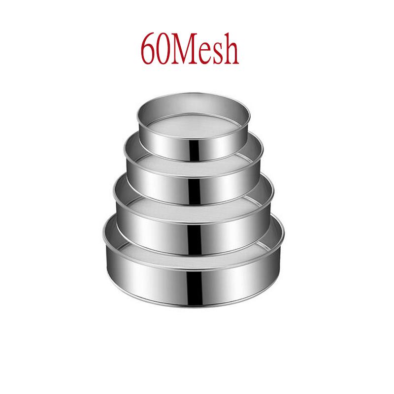 4Pcs/Set Professional Round Stainless Steel Flour Sieve 60 Mesh Fine Mesh Flour Sifter Multifunctional Filter Baking Pastry Tool