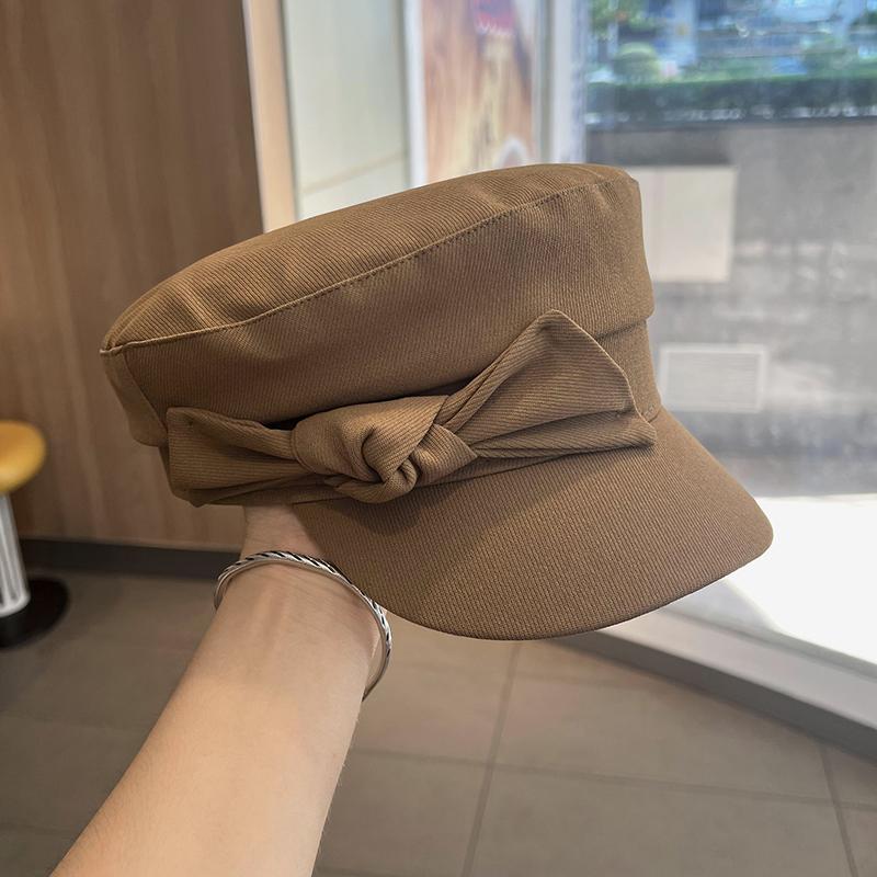 

Берет с плоским верхом и утиным козырьком, детский берет с бантом, кепка газетчика, весенне-осенняя модная универсальная маленькая темно-синяя шляпа adult average size (54-58cm)