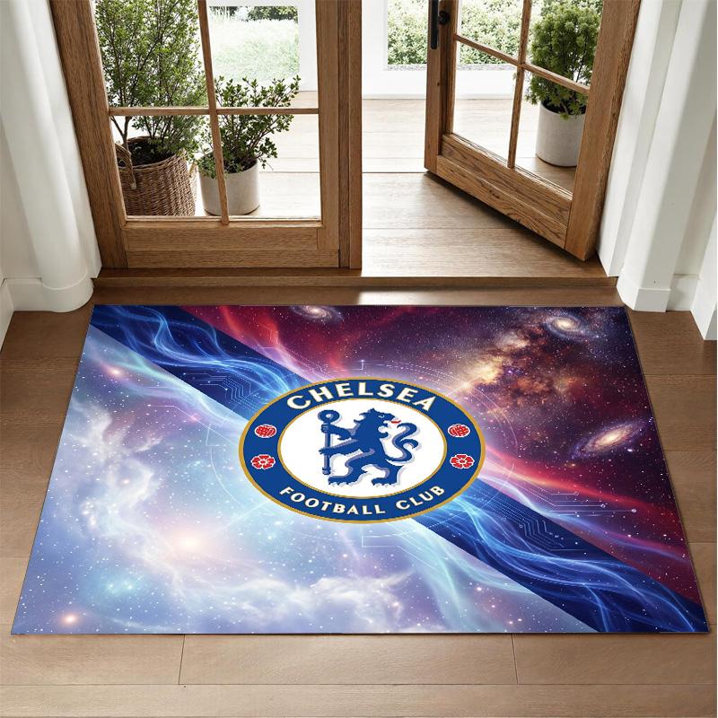 Chelsea FC Design Crystal Velvet Rug Soft Decorative Mat for Bedroom Entrance