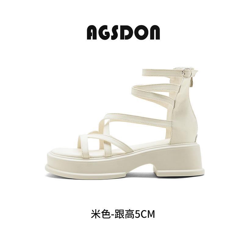 Augustine sandals women's 2025 new summer thick-soled outer wear cool boots with skirts hollow straps high-top shoes