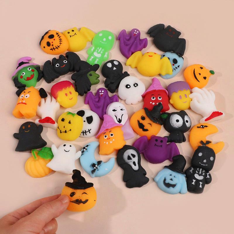 48Pcs Halloween Mochi Squeeze Toys Cute Pumpkin Ghost Trick or Treat Gift Kids Halloween Party Goodie Bag Basket Filler Favors