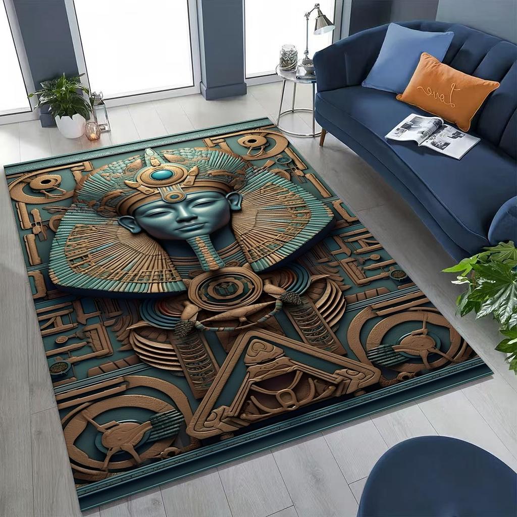 Ancient Egyptian God Dead Anubis Pharaoh Tutankhamun Mask Rug for Bedroom Living Room Sofa Home Doormat Decor,Non-slip Floor Mat