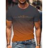 Summer Fashion Men's Clothing Trendy Design Gradient Color Letter Print T-Shirt Top Breathable Soft Short Sleeve Menswear