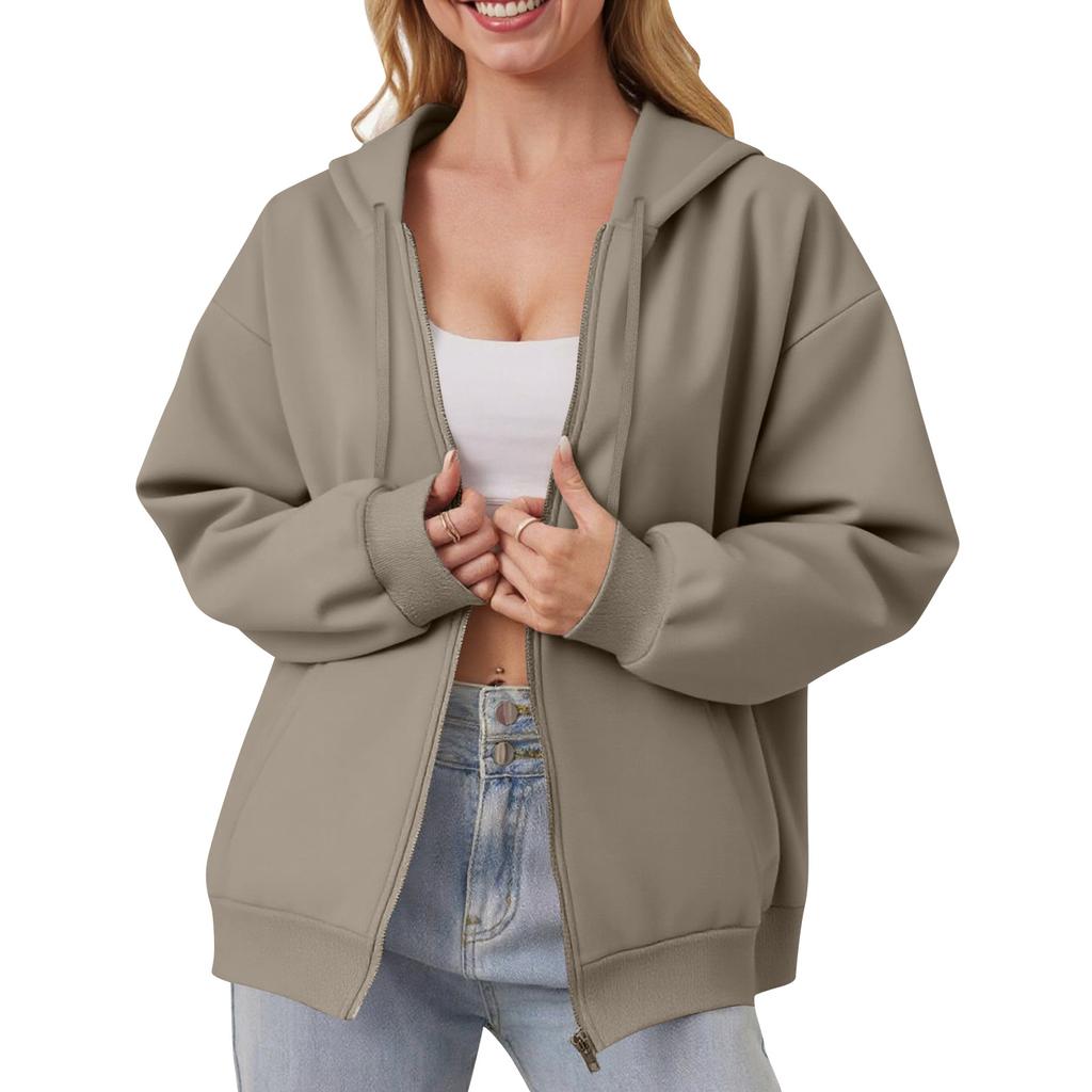 Women's Off Shoulder Zipper Hoodie Sweatshirt  Fashion Clothing Casual Jacket