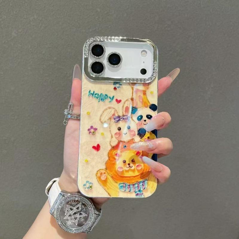 Diamond Rainbow Rabbit Phone Case For Iphone 17 Pro Max 14 11 16 Pro