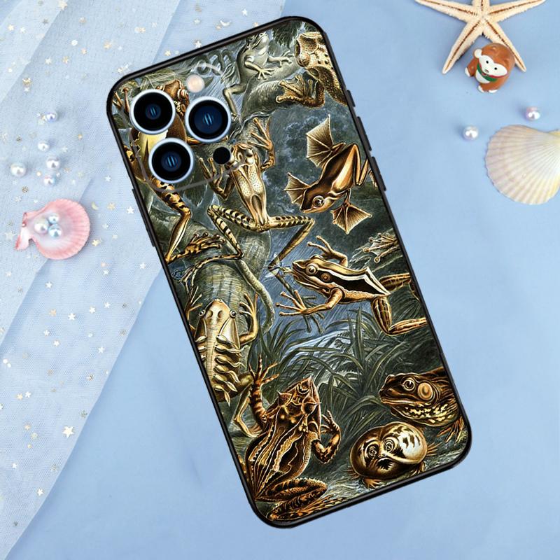 Vintage Retro Frosch Pilze Hülle Für iPhone 15 16 14 13 12 11 Pro Max Mini X XR XS Max 7 8 Plus Stoßfänger Hüllen Abdeckung