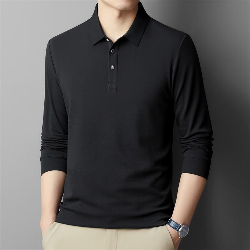 

Мужская осенняя футболка с длинными рукавами с лацканами, мужская мода, корейский стиль, повседневная простая мужская майка для молодежи и среднего возраста XXXXL