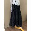 Black Retro Floral Skirt Women Autumn New High-waisted A-line Umbrella Pear-shaped Body Cake Long Skirt