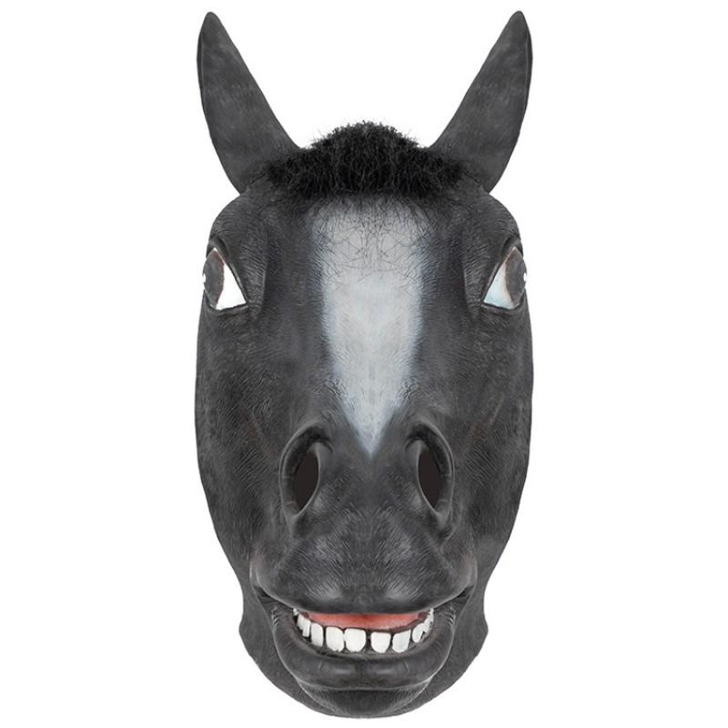 Halloween Cosplay Horse Mask White Brown Black Latex Animal Head Carnival Party