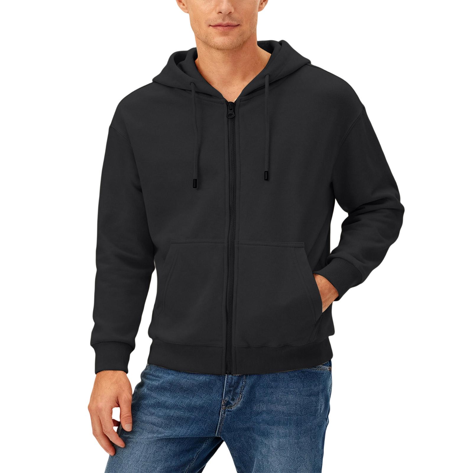 

Мужской Повседневный Вейверг На Молнии С Капюшоном Толстовка Пальто L чёрный