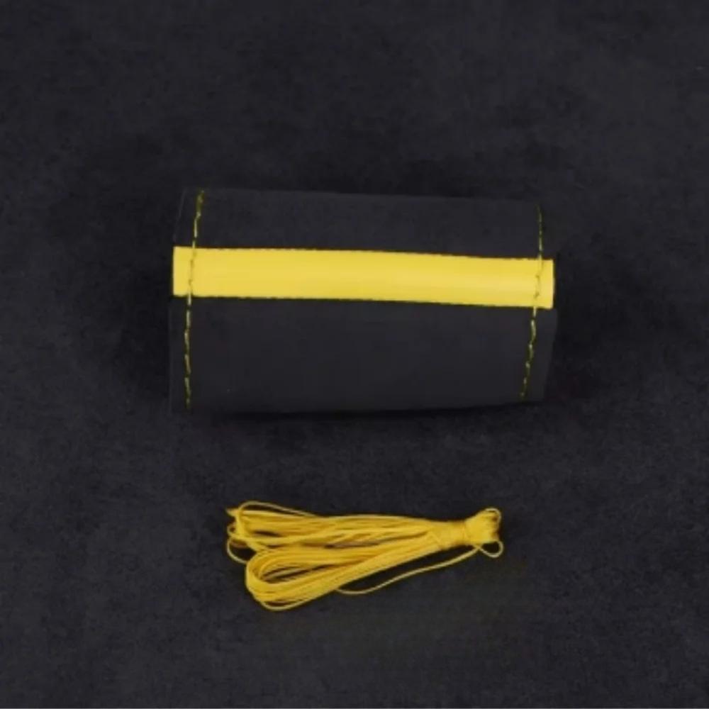 NEW Car Steering Wheel Cover Soft Wear-Resistant Comfortable Wear Resistant Universal Hand Sewing Black Suede Leather Braiding