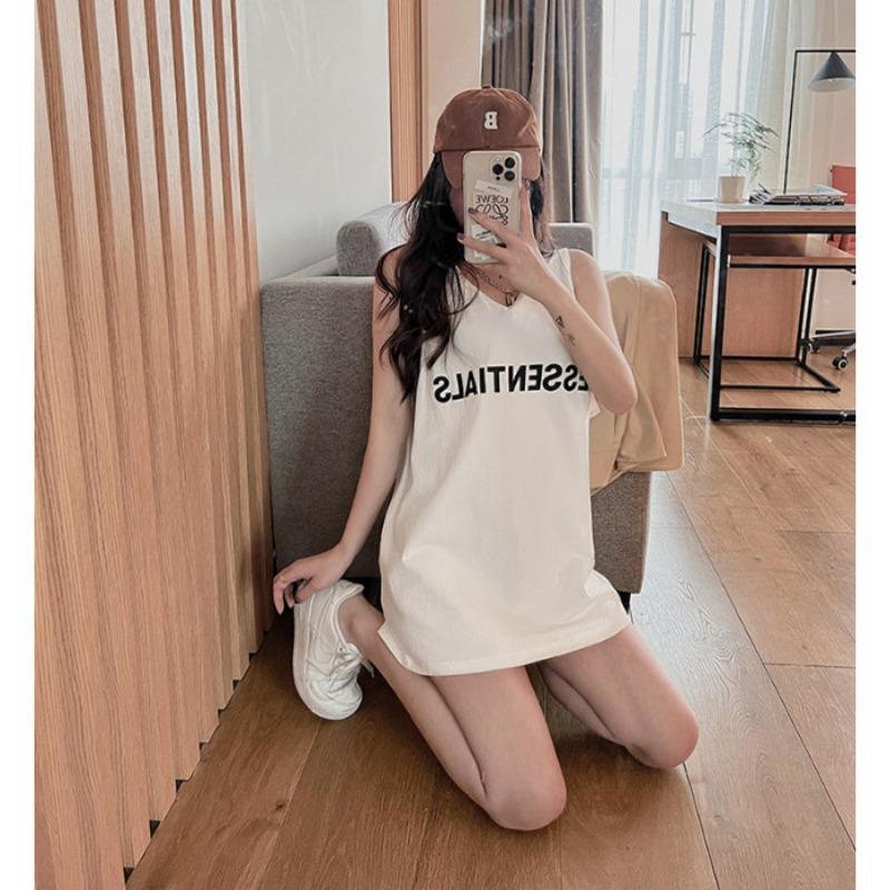 

Футболка без рукавов, юбка-халтер и свободный повседневный синий баскетбольный костюм с летними надписями 2XL белый