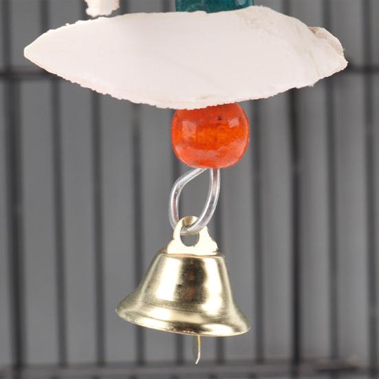 Yousheng Bird Gnawing Toy Colorful Beads Crisp Bell Relieve Boredom Bite Resistant Aid Digestion Parrot Toy for Pet Cage