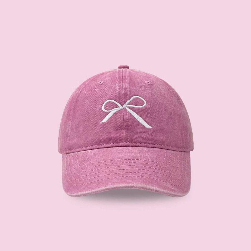 Embroidery Embroidery Bow Baseball Cap Cotton Sun Hat Simple Bowknot Baseball Hat  Outdoor