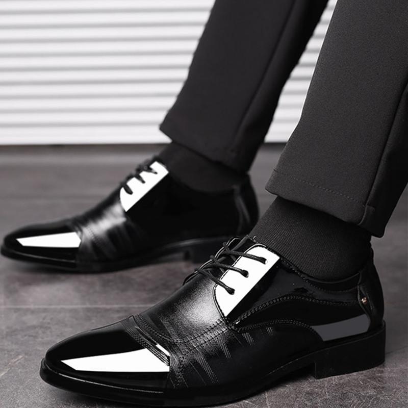 FashionMens Oxfords lace up Shoes Leather Brogue fashion Dress Shoes Classic Business Formalwedding party Shoes Man big szie 49