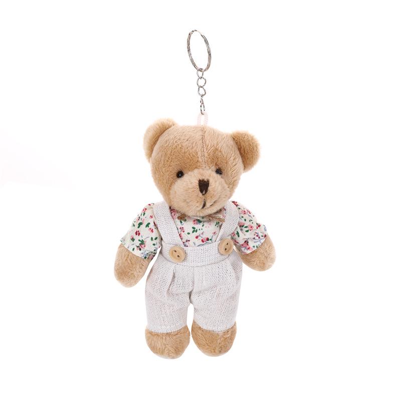 Cartoon Burlap Bear Keychain Pendant - Plush Doll Decoration for Student Bags