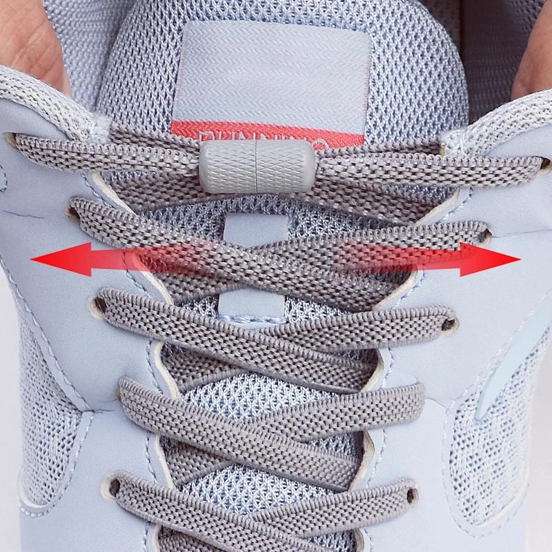 Metal Capsule Lock Shoelaces Elastic Laces Sneakers No Tie Shoe Laces Without Ties Kid Adult 0.6cm Flat Shoelace for Shoe 1Pair