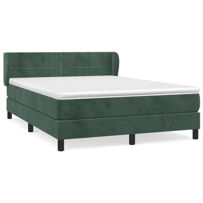 VidaXL Lit à sommier tapissier et matelas Vert foncé 140x190cm Velours - Modèle 3127490