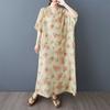 Summer Vacation Style V-neck Retro Cotton and Linen Dress