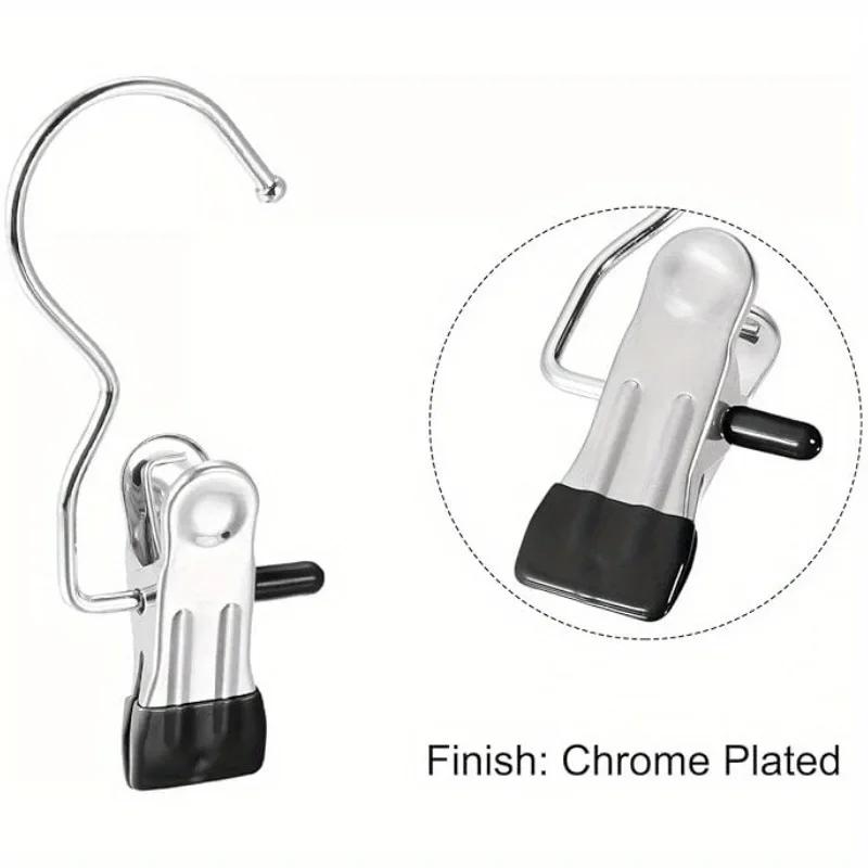 Anti Rust and Windproof Laundry Clip for Pants/towels/socks, Space Saving Stainless Steel Hanger with Hooks-