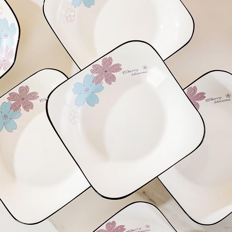 Haoya Jingdezhen Ceramic Dinner Plates - Flourishing Flowers (6-Piece Set)