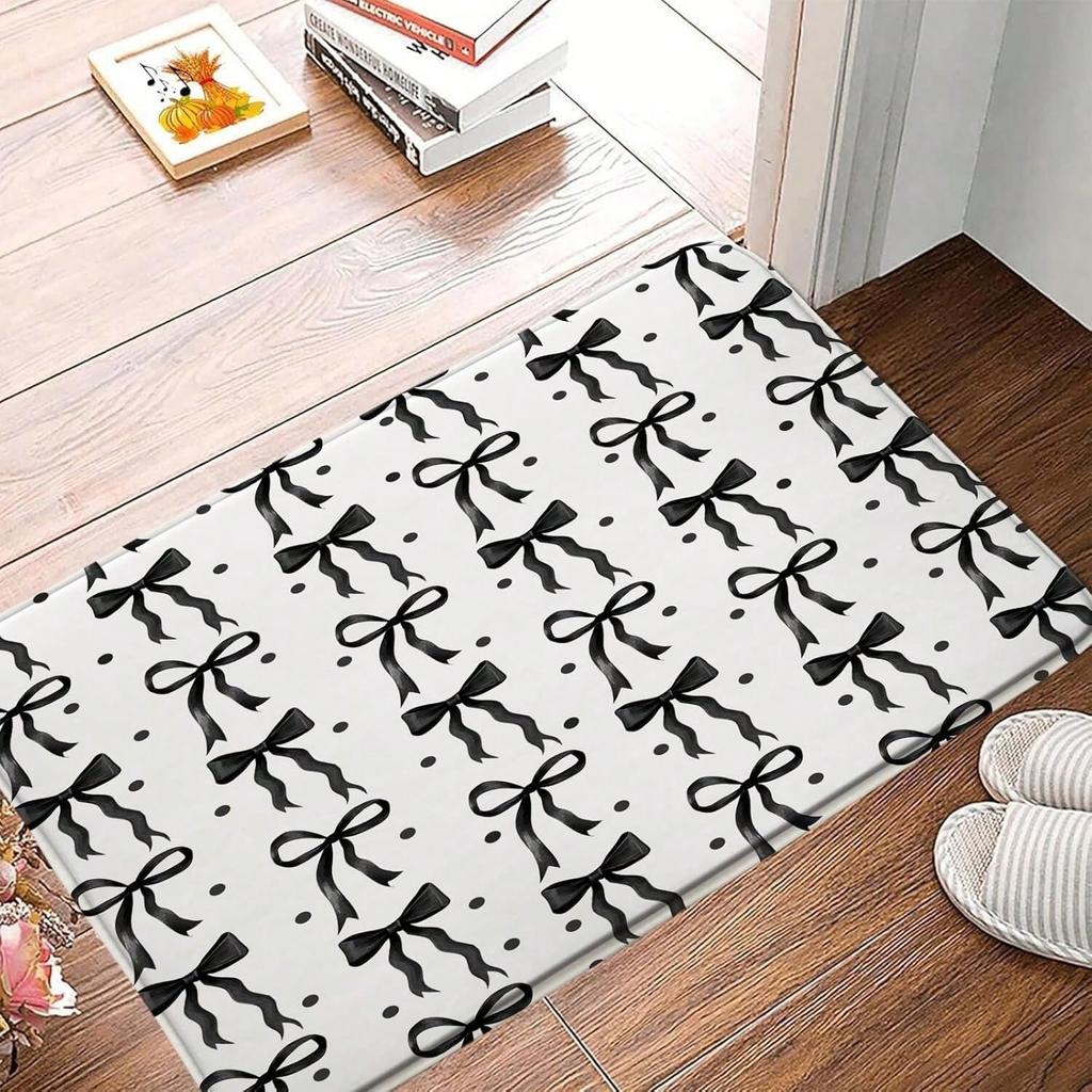 Cute Bow Carpet Mat Rug Anti-Slip Absorbent Soft Quick Dry Fashionable Modern Home Decor for Bathroom Shower Room Bathtub