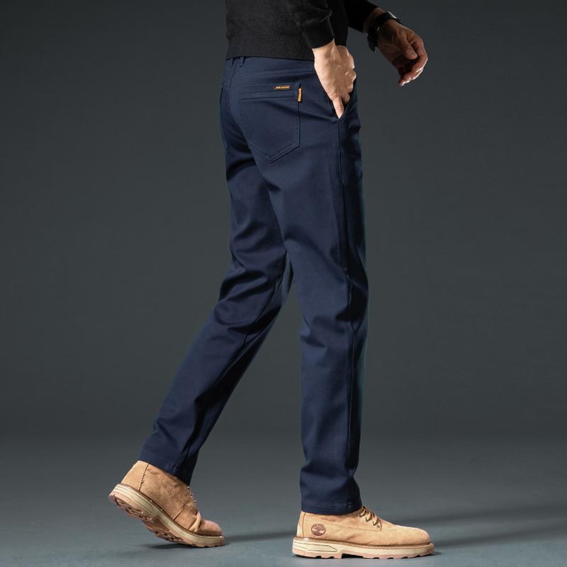 

Весна И Осень Зима Плюшевые Утепленные/Обычные Высококлассные Мужские Повседневные Брюки Универсальные Приталенные Прямые Брюки в Западном Стиле Деловые Брюки 38 темно-синий