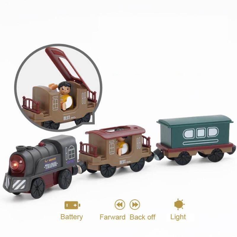 Battery Operated Electric Train Set Magnetic Locomotive for Wooden Tracks