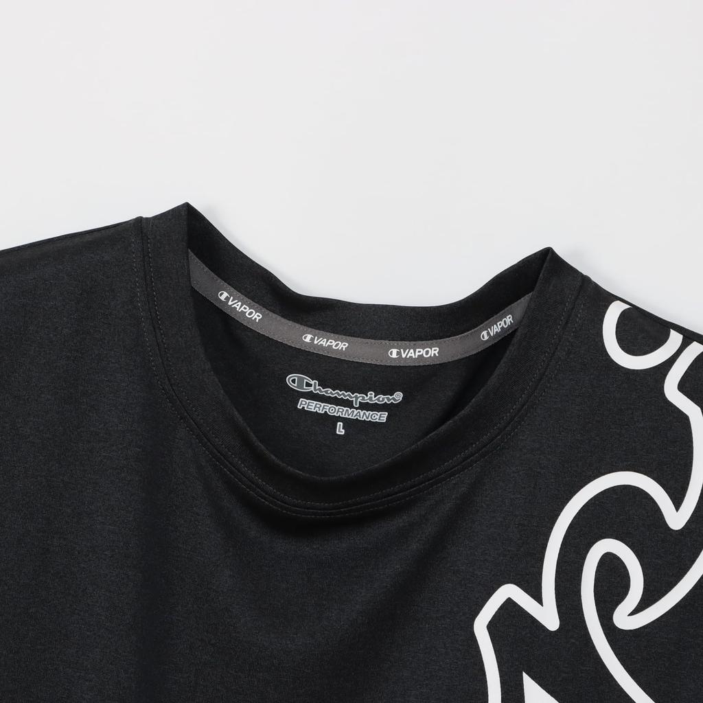 Champion Short Sleeve Crew Odor UV Graphic Logo Size L Men's T-Shirt, Neck, Antibacterial, Resistant, Quick-Drying, Protection, Print, Black,