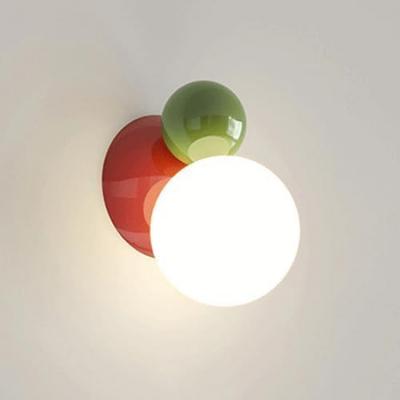 Mid Century Modern Sconce Wall Lighting Hallway Milk White Wall Sconce Nordic Red Green Small Ceiling Light Vintage Wall Mounted Lamp for Bedroom