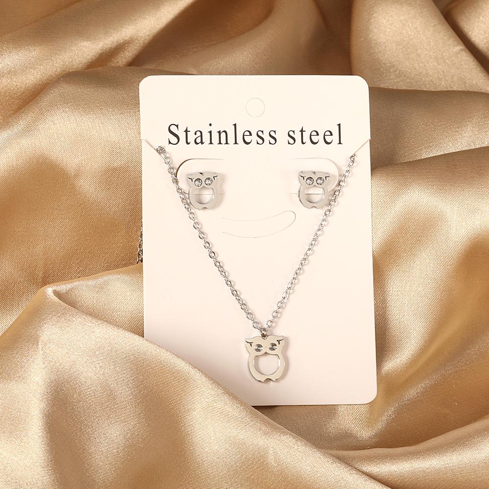 Cubic Zirconia Necklaces Zircon Sets For Women Tiny Stainless Steel Gold Plated Pendant Necklaces And Earrings Sets Wedding