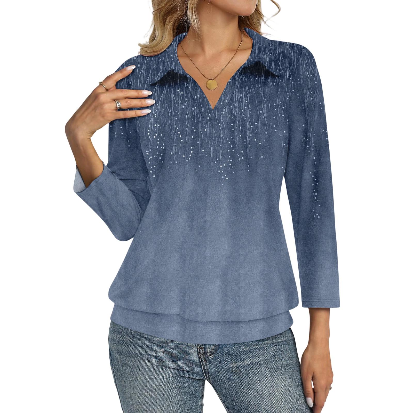 

Women s Fashion Casual Retro 3/4,Sleeve Top M