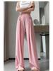 Ice Silk Women's High-Waist Wide Leg Pants - Summer 2025, Thin Apricot Drapey Style