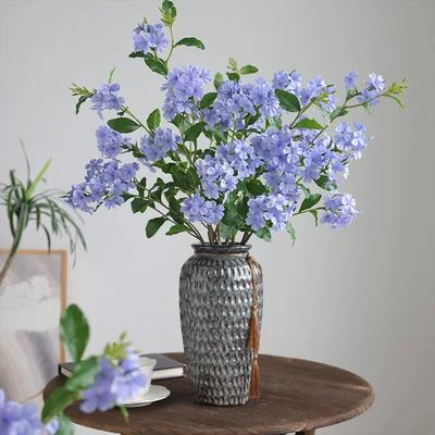 3Pcs/6Pcs Fake Silk Blue Flowers Artificial Plumbago Flower Realistic Blue & White Fake Floral Stems for Arrangements Home Decor