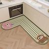 Kitchen Floor Mat with Water Oil Absorption L-shaped Diatomaceous Earth Floor Mat Household Cartoon Wear-resistant Anti Slip Mat