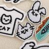 Korean Cat and Bowl Embroidery Iron-On Patch for DIY Journals
