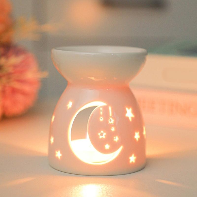 Ceramics Candle Wax Warmer Hollowed Essential Oil Burners Incenses Holder Scented Diffuser for Meditations Enthusiasts
