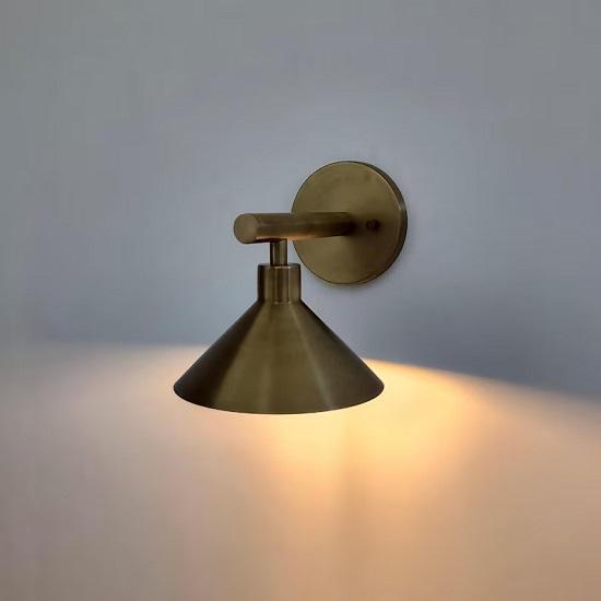 Handcrafted Cone‑Shade Brass Wall Sconce – Modern Minimal Light