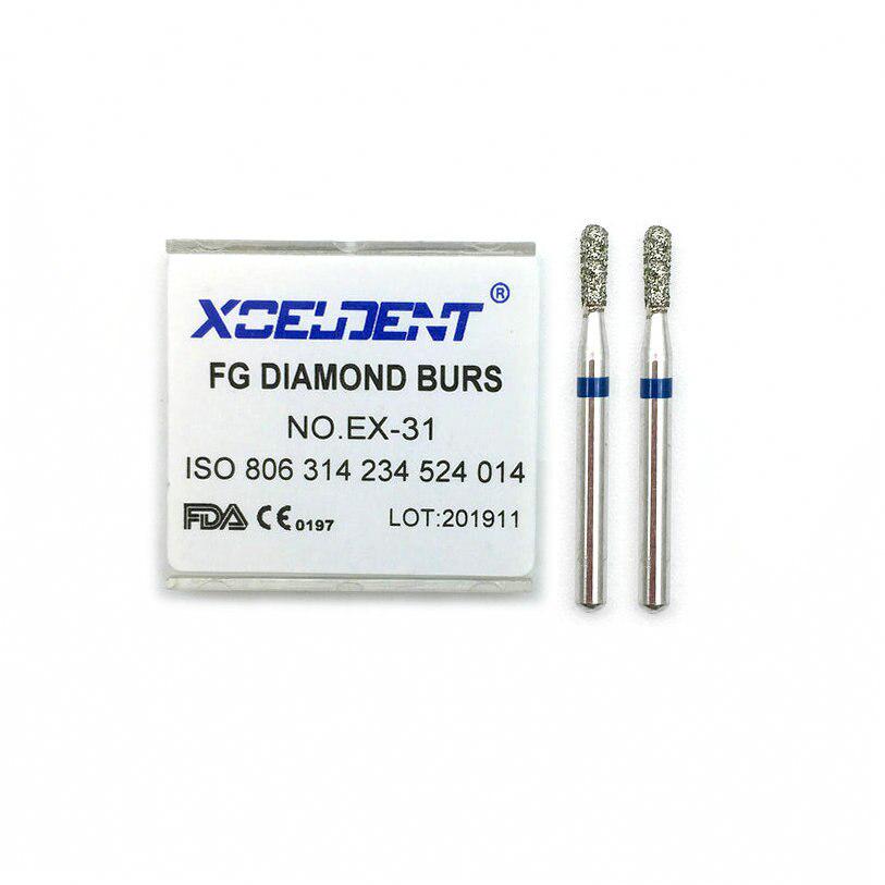 EX-31 10pcs/box Dental High Speed Diamond Burs Dentist Medium Diamond Dentist Polishing Tools