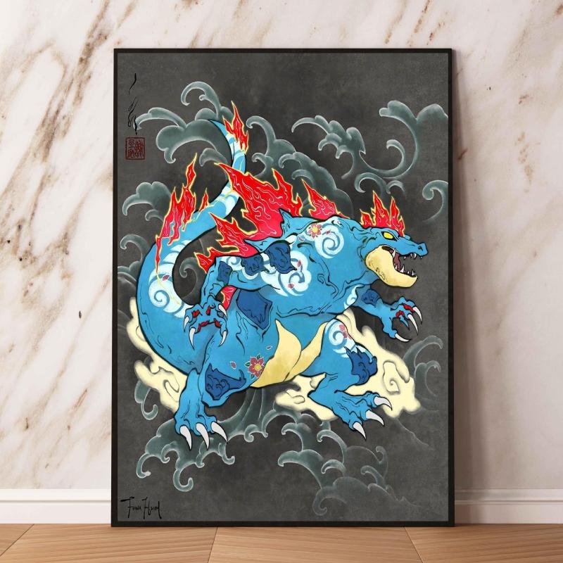Lugia Ho-Oh Pokemon Unframed Canvas Painting Comic Themed Anime Wall Decor Unique Collection Enhance Your Living Space
