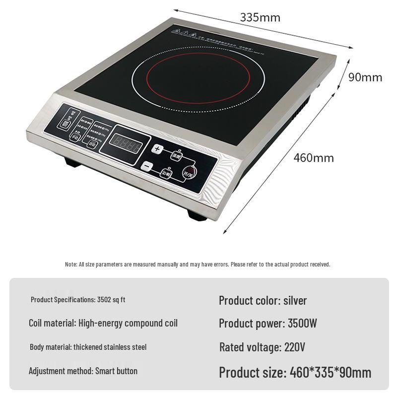 Aragaz cu inducție comercial de înaltă putere 3500W din oțel inoxidabil pentru wok