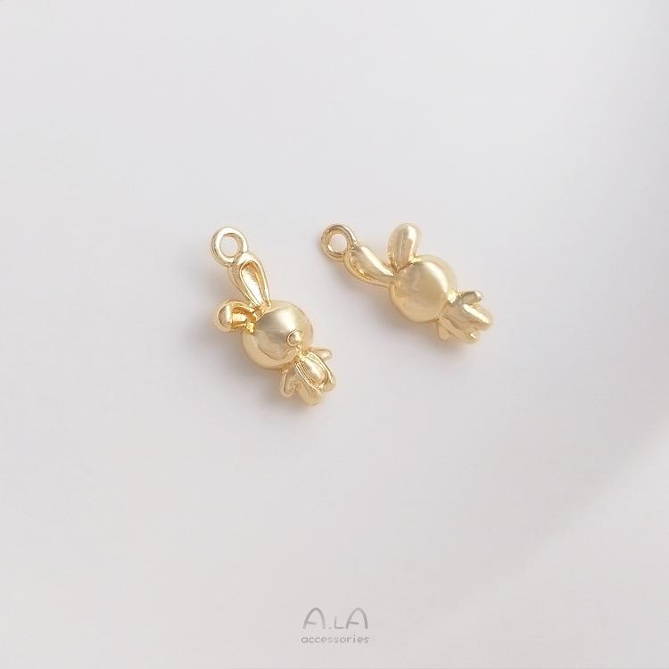 

Мини-подвеска-шарм в виде кролика и медведя, инкрустированная цирконами, с заполнением золотом 14 карат для браслетов DIY